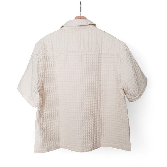 NWT Nova Men Textured Waffle Knit Shirt Men's Button Up Club 3D Boxy Miami M - Picture 3 of 8